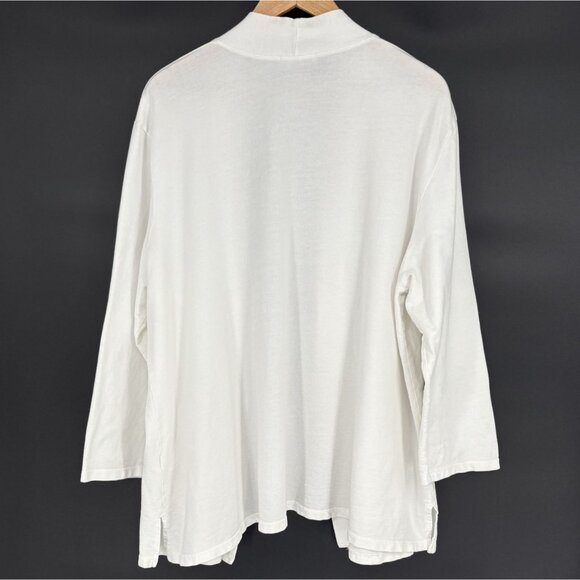 Jess & Jane Women's Open Front Cardigan 2X White Cotton Pockets USA Professional - Picture 2 of 10